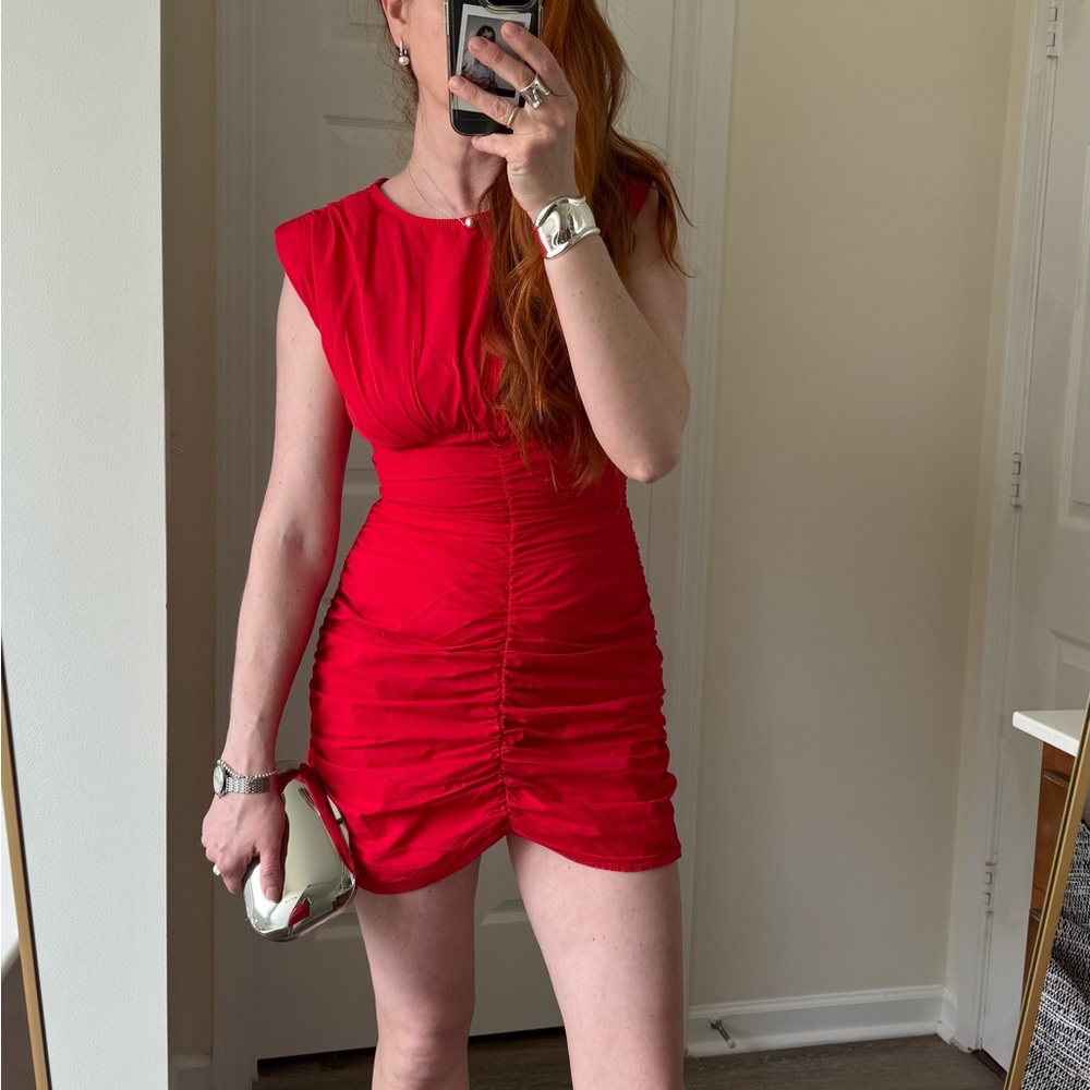 ZARA 100% cotton Red Mini Dress- size M- excellent condition - Picture 5 of 10